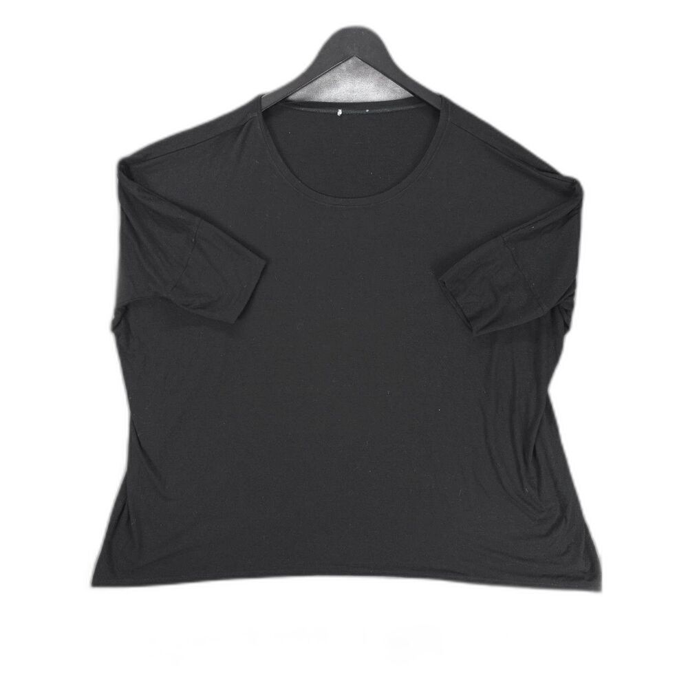Eileen Fisher Top Oversized Boxy Dolman 3/4 Sleeve Tee Rayon Lycra Black Medium